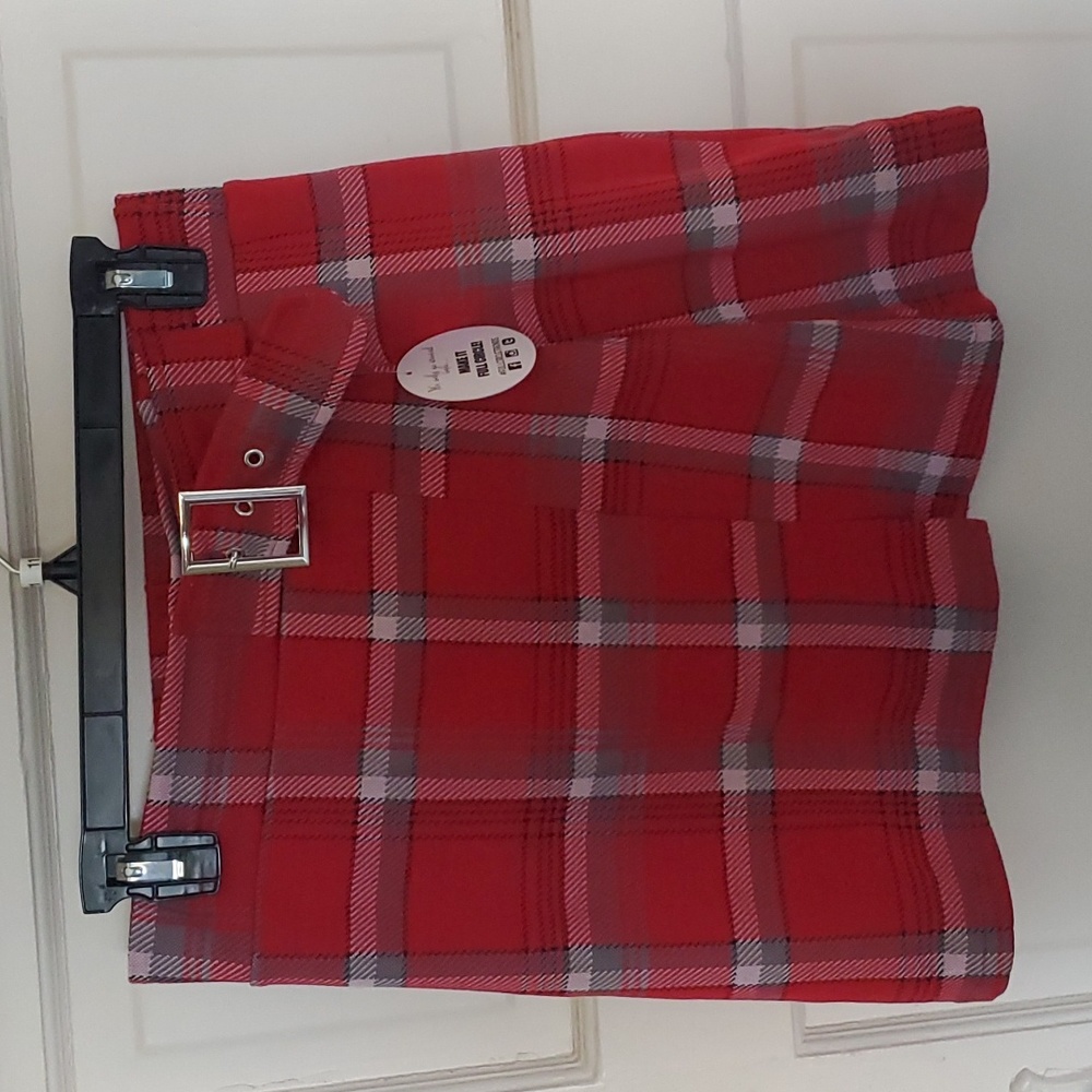 Plaid Buckle Mini Skirt